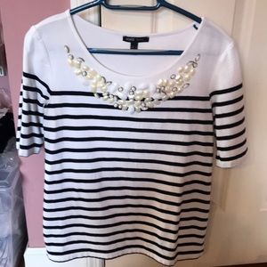 Mango striped t shirt with beading detail